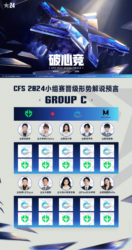 解说们预言CFS小组赛晋级形势：A组和D组分歧较大