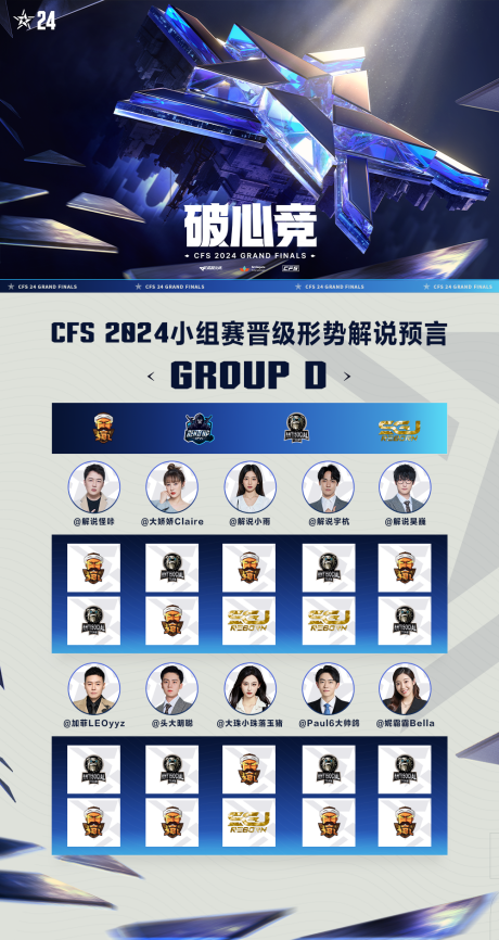 解说们预言CFS小组赛晋级形势：A组和D组分歧较大